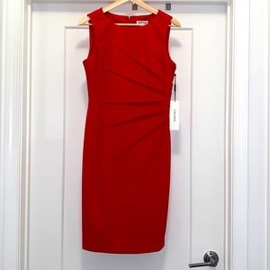 NWT! 🌹 Red Calvin Klein Starburst Sheath Dress